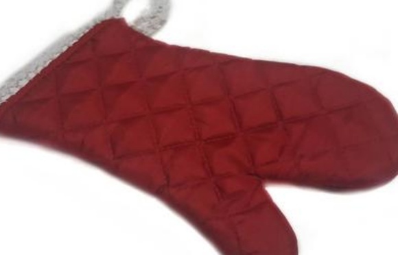 Red Oven Pot Holder Mitt Glove-Hanging Glove Fancy - Picture 6 of 6